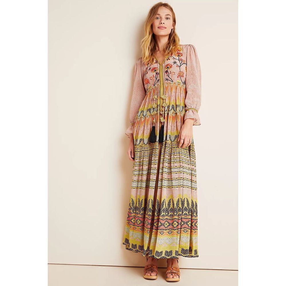 Anthropologie -Giorgia Embroidered Maxi Dress